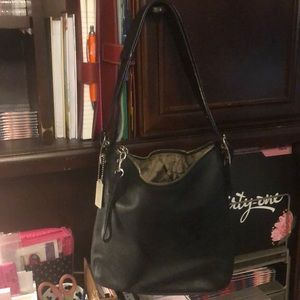 Coach black small purse with hobo style strap